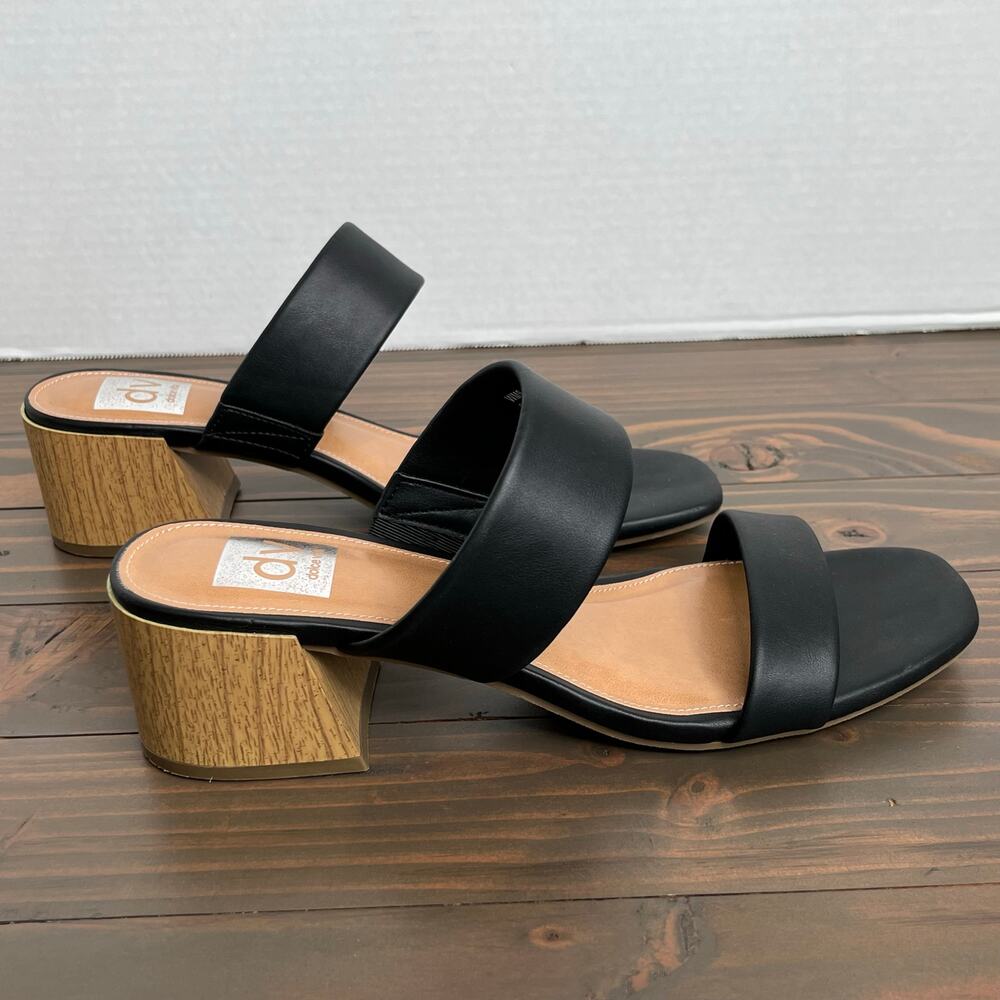 DV by Dolce Vita Sharona Block Heel Sandal Womens 8 M Black Slide Mules New